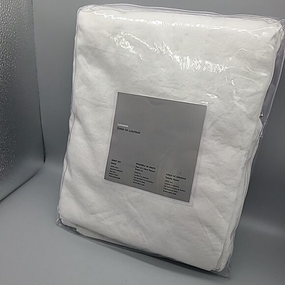 Design Within Reach DWR Italy Linen sheet set 4 pc white linen NEW - Picture 4 of 6